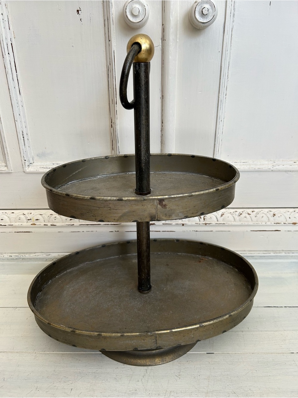 Two-Tier Metal Serving Stand